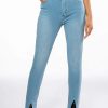 Denim * | Nightfall Mid Rise Skinny Jeans With Front Slit Light Blue Denim