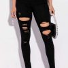 Denim * | Sandy High Waisted Destroyed Frayed Skinny Jean Black