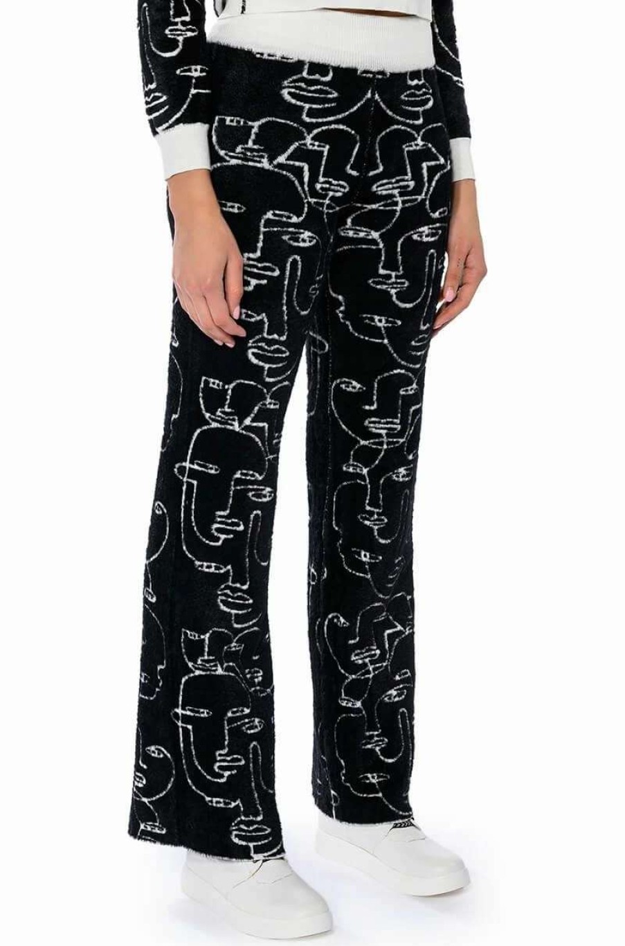 Pants * | She'S Giving Art Reversible Wide Leg Knit Pant White Multi