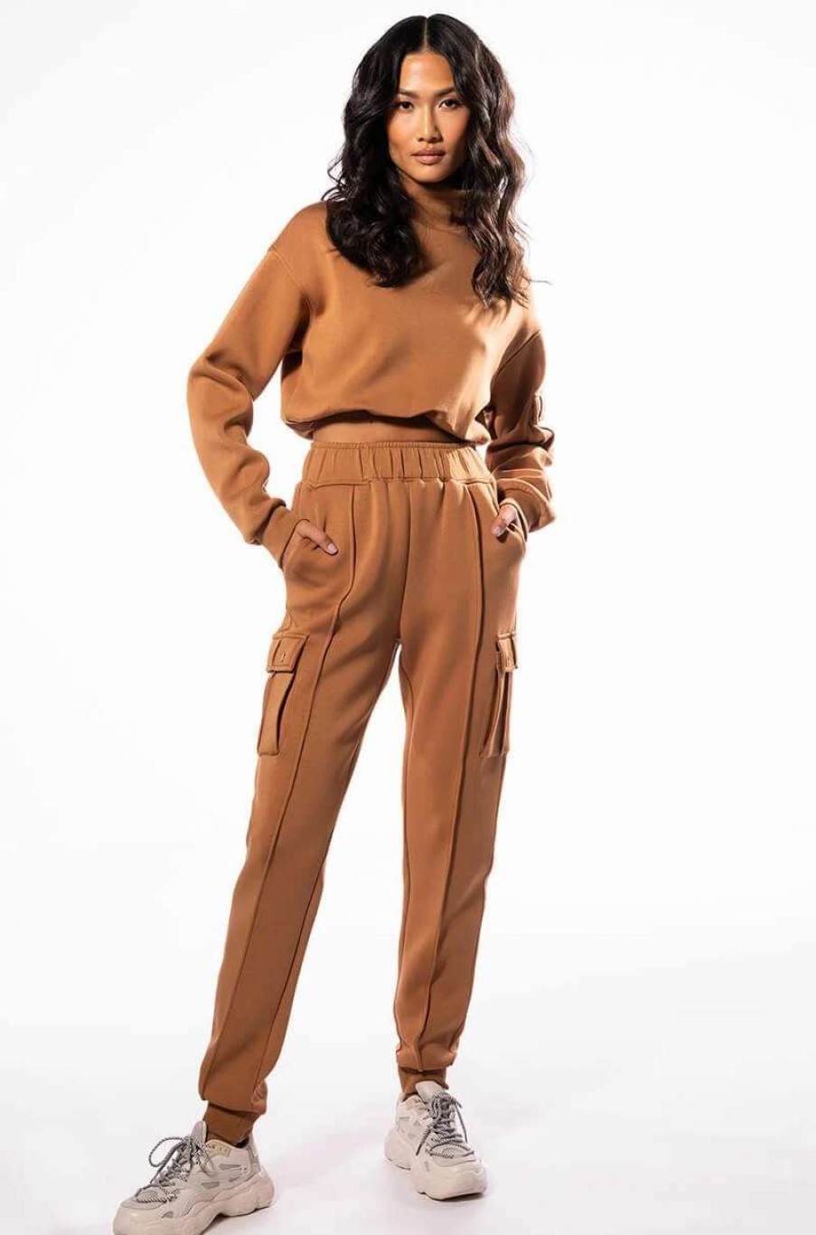 Two Piece Sets * | Just A Lover Scuba Cargo Jogger Brown