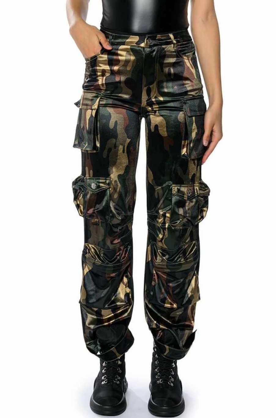 Pants * | Bonne Soiree Camo Cargo Pants Green Camo