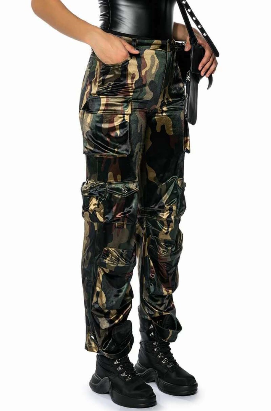 Pants * | Bonne Soiree Camo Cargo Pants Green Camo