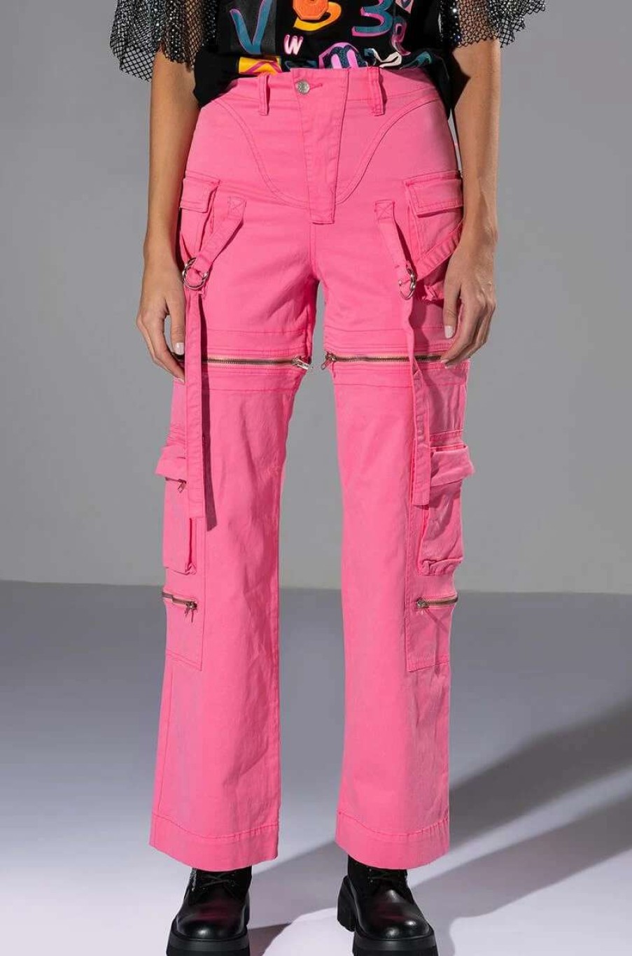 Pants * | Feels Wide Leg Cargo Pant Pink