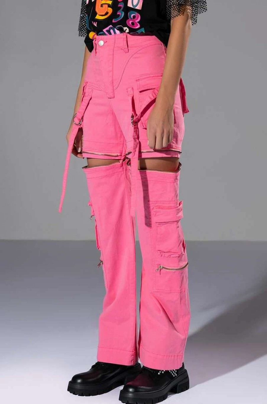 Pants * | Feels Wide Leg Cargo Pant Pink