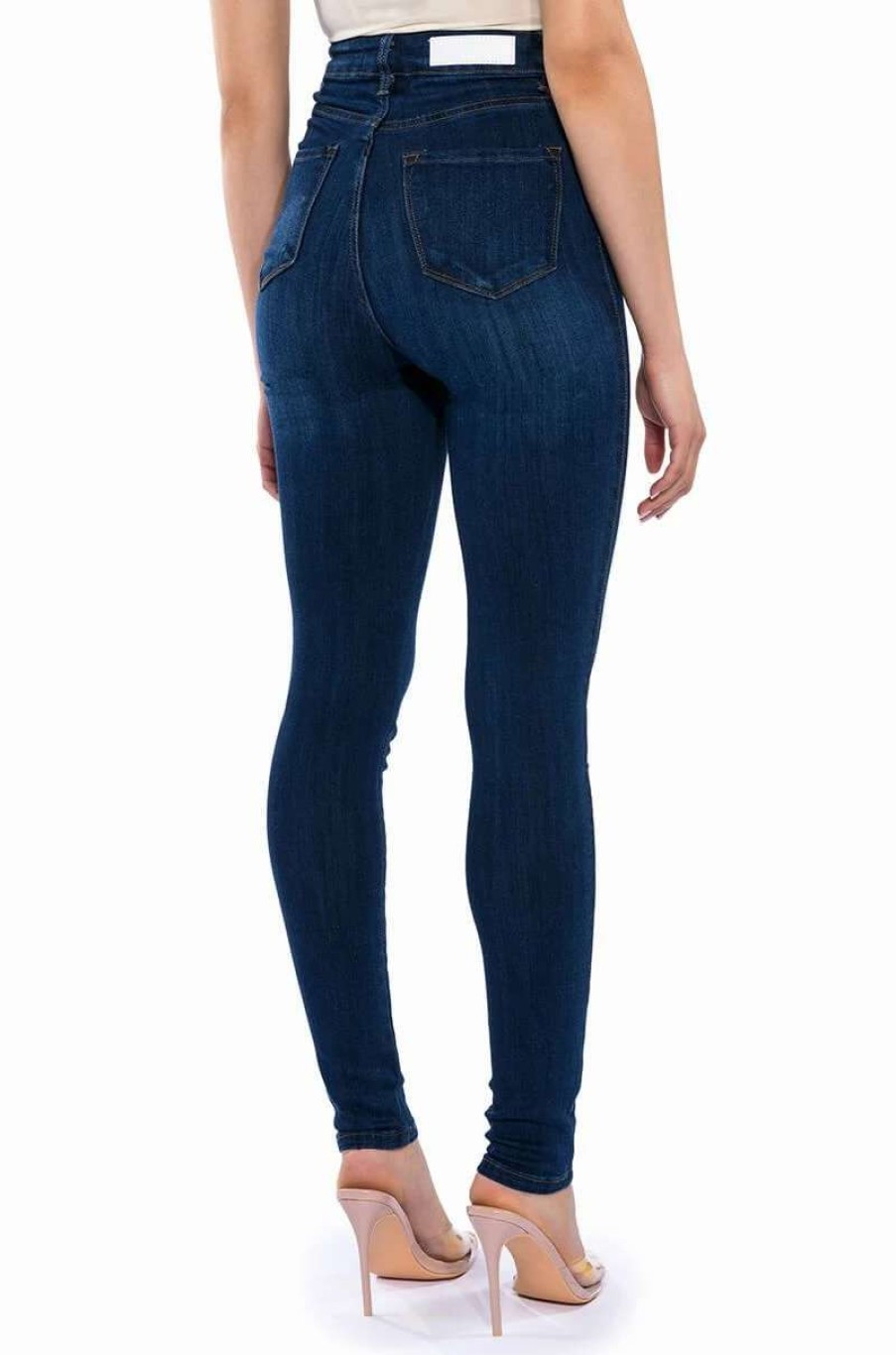 Denim * | Model Call High Rise Stretchy Skinny Jeans Dark Blue