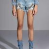 Denim * | Glamorous Life Rhinestone Jean Shorts Medium Blue Denim