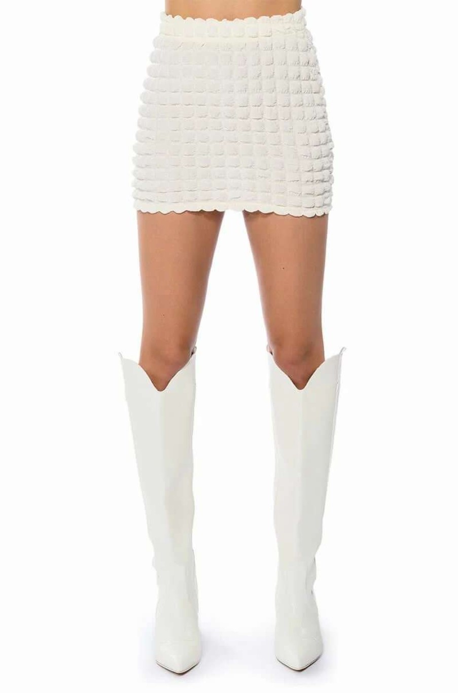 Two Piece Sets * | Little Miss Attitude Textured Mini Skirt Ivory