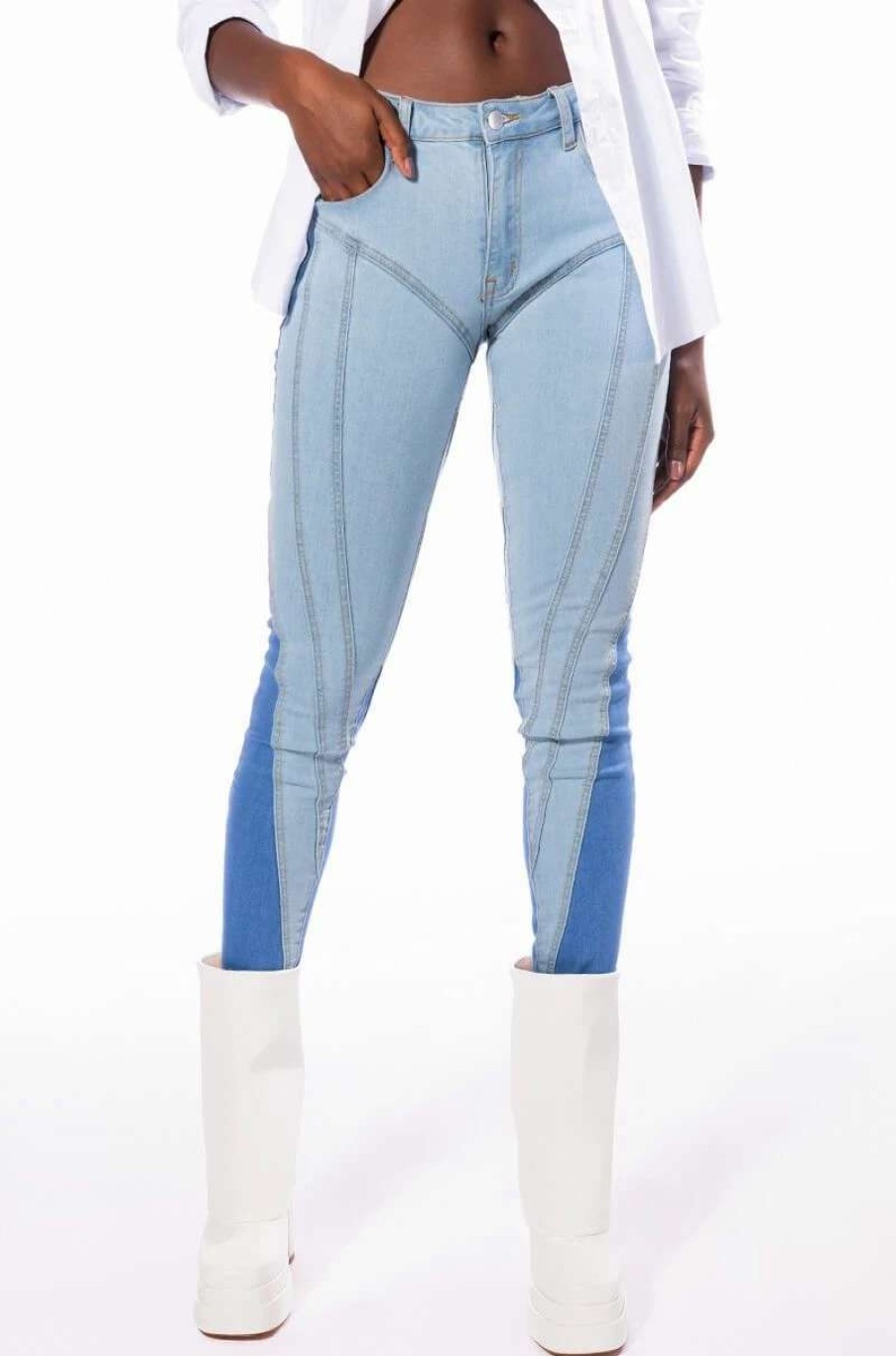 Denim * | Make Your Move Low Rise Skinny Jeans Medium Blue Denim