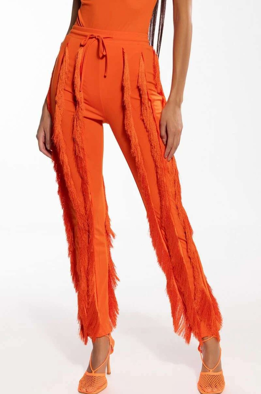 Two Piece Sets * | Josefina Fringe Detail Joggers Orange