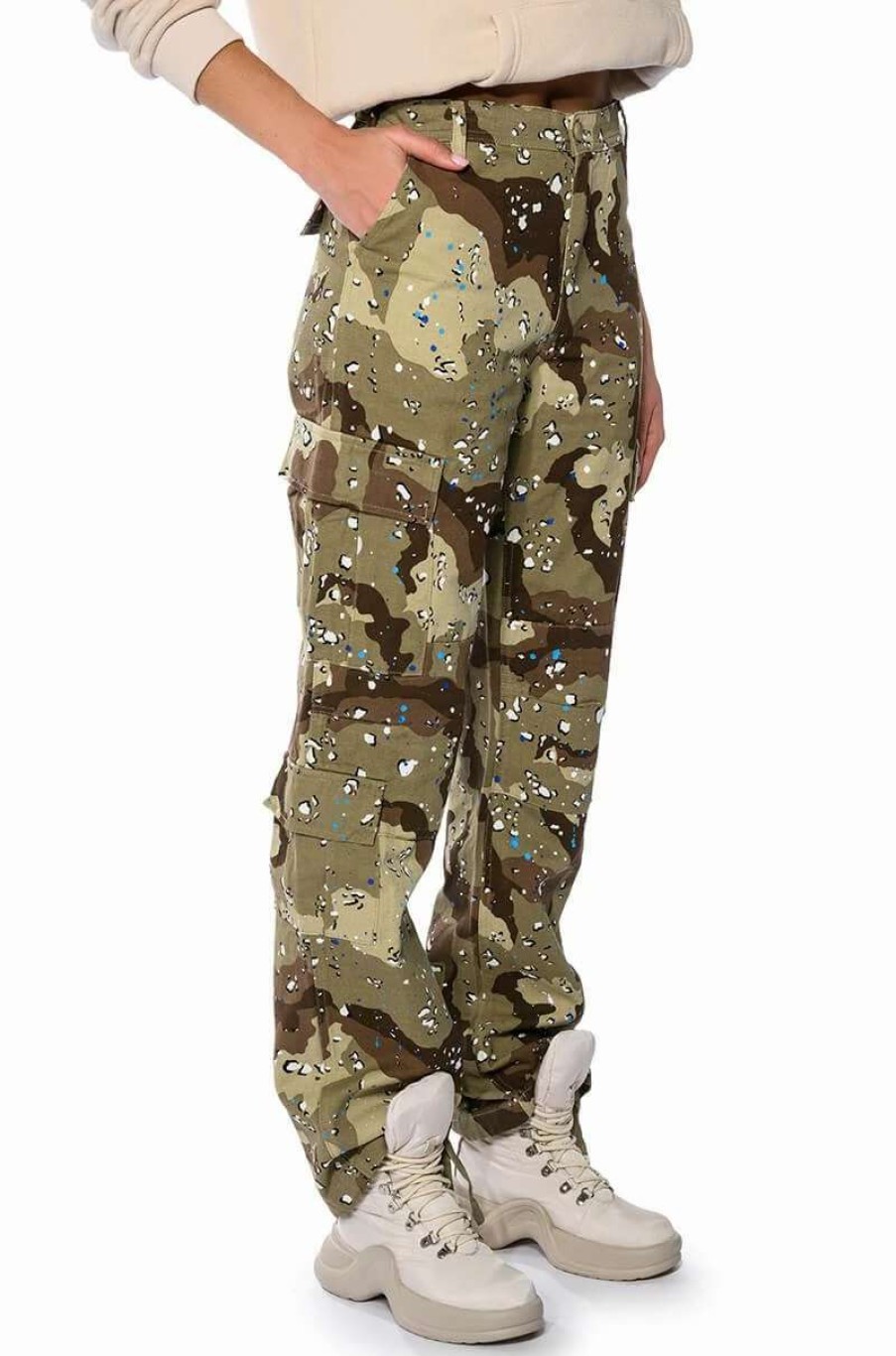 Pants * | Represent Painted Wide Leg Cargo Brown Multi