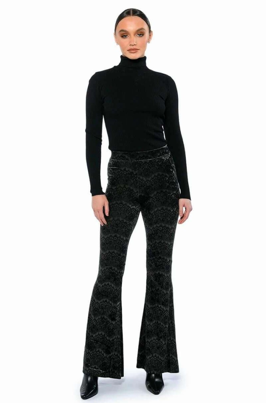 Pants * | Velvety Soft High Rise Flare Pant Black Olive