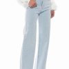 Denim * | Jillian Embellished Wide Leg Jeans Light Blue Denim