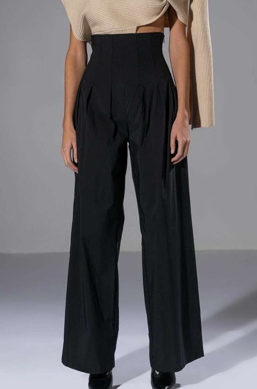 Pants * | That Girl Straight Leg Corset Pant Black