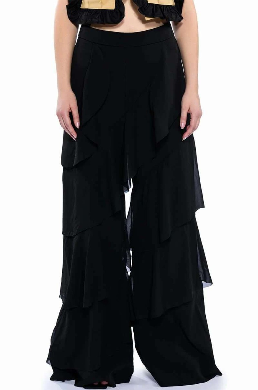 Pants * | Loren Ruffle Detailed Pants Black