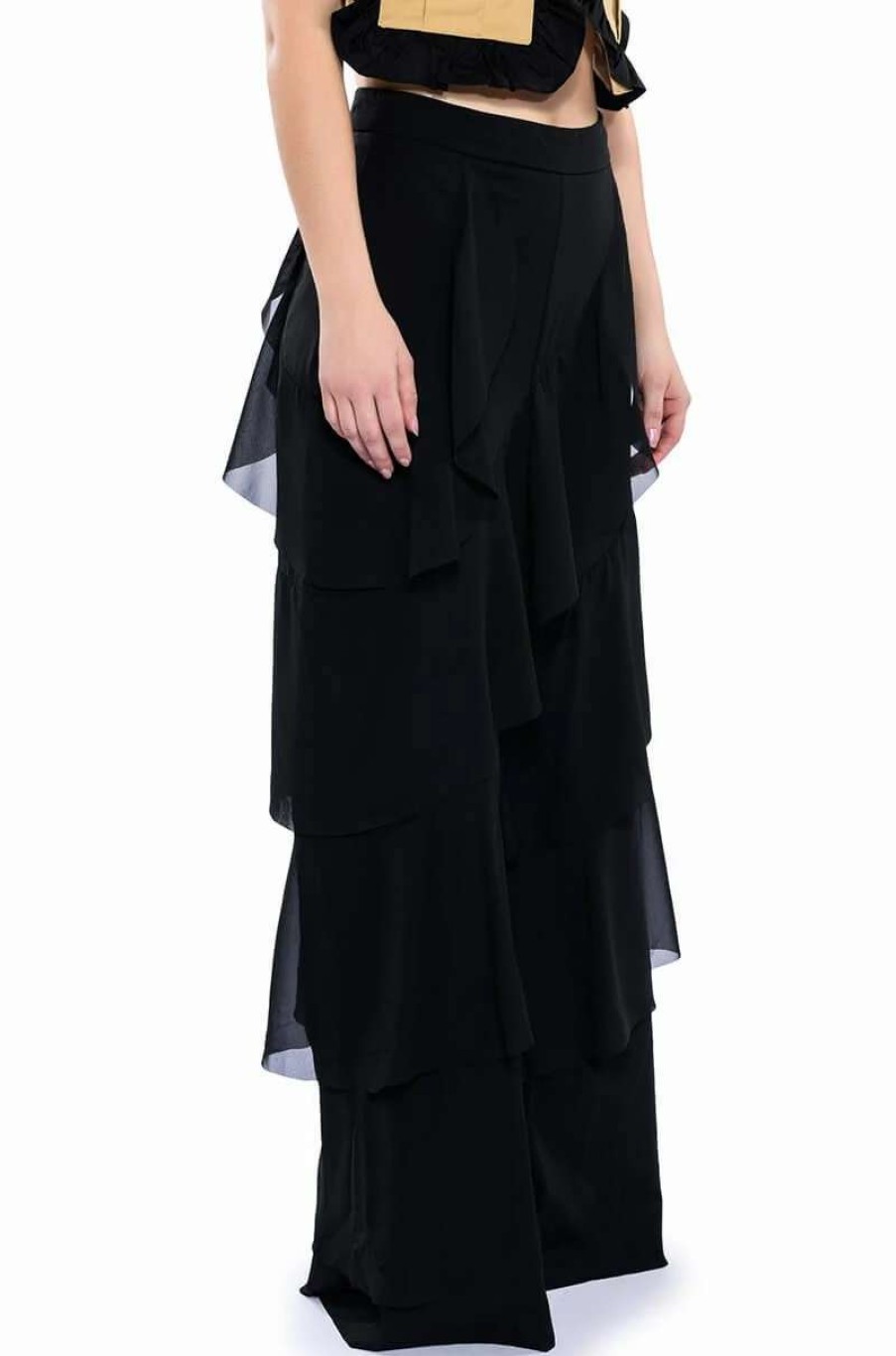 Pants * | Loren Ruffle Detailed Pants Black