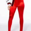 Pants * | One More Time High Waisted Stretchy Leggings Red