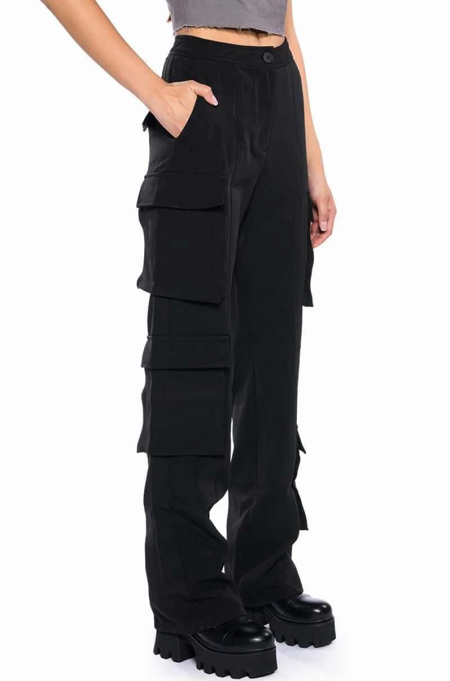 Pants * | So Scandalous Relaxed Cargo Trouser Black