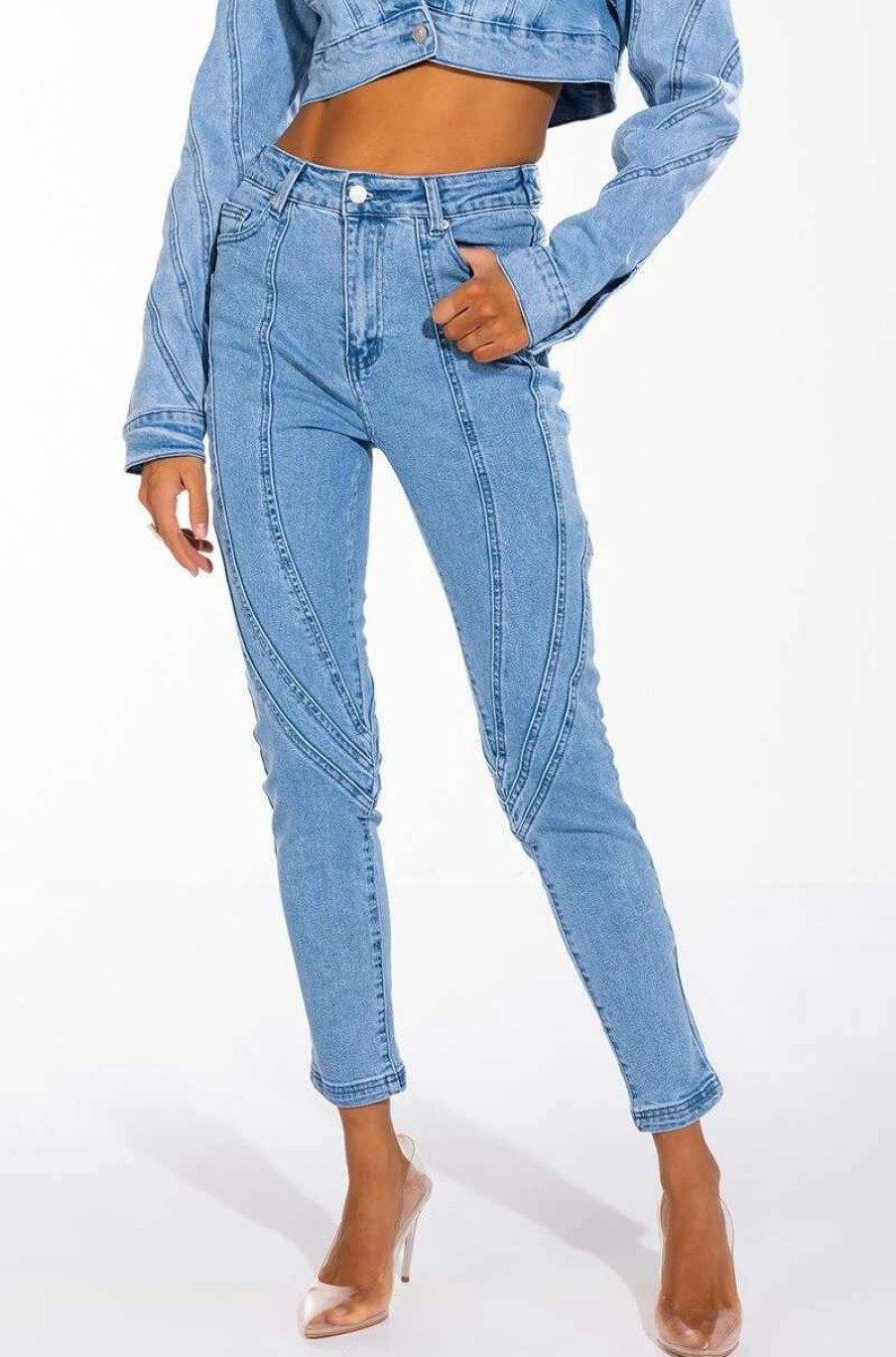 Denim * | Worth It High Waisted Skinny Jeans Light Blue