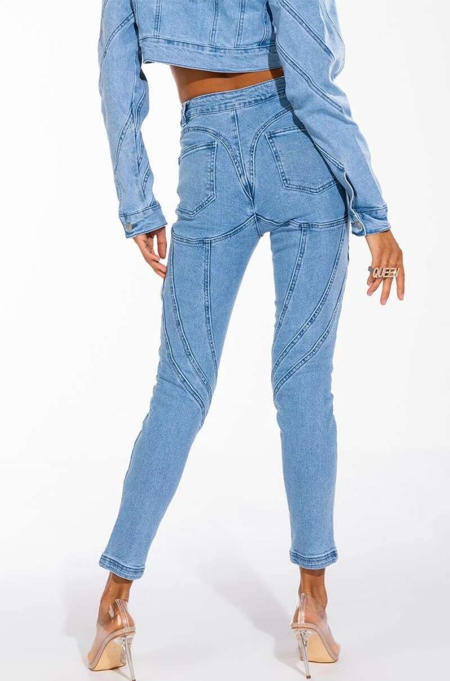 Denim * | Worth It High Waisted Skinny Jeans Light Blue