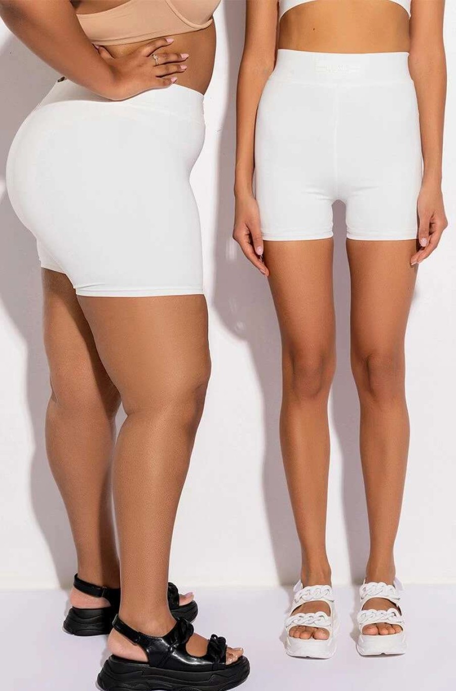 Two Piece Sets * | Basic Luxe Biker Short White