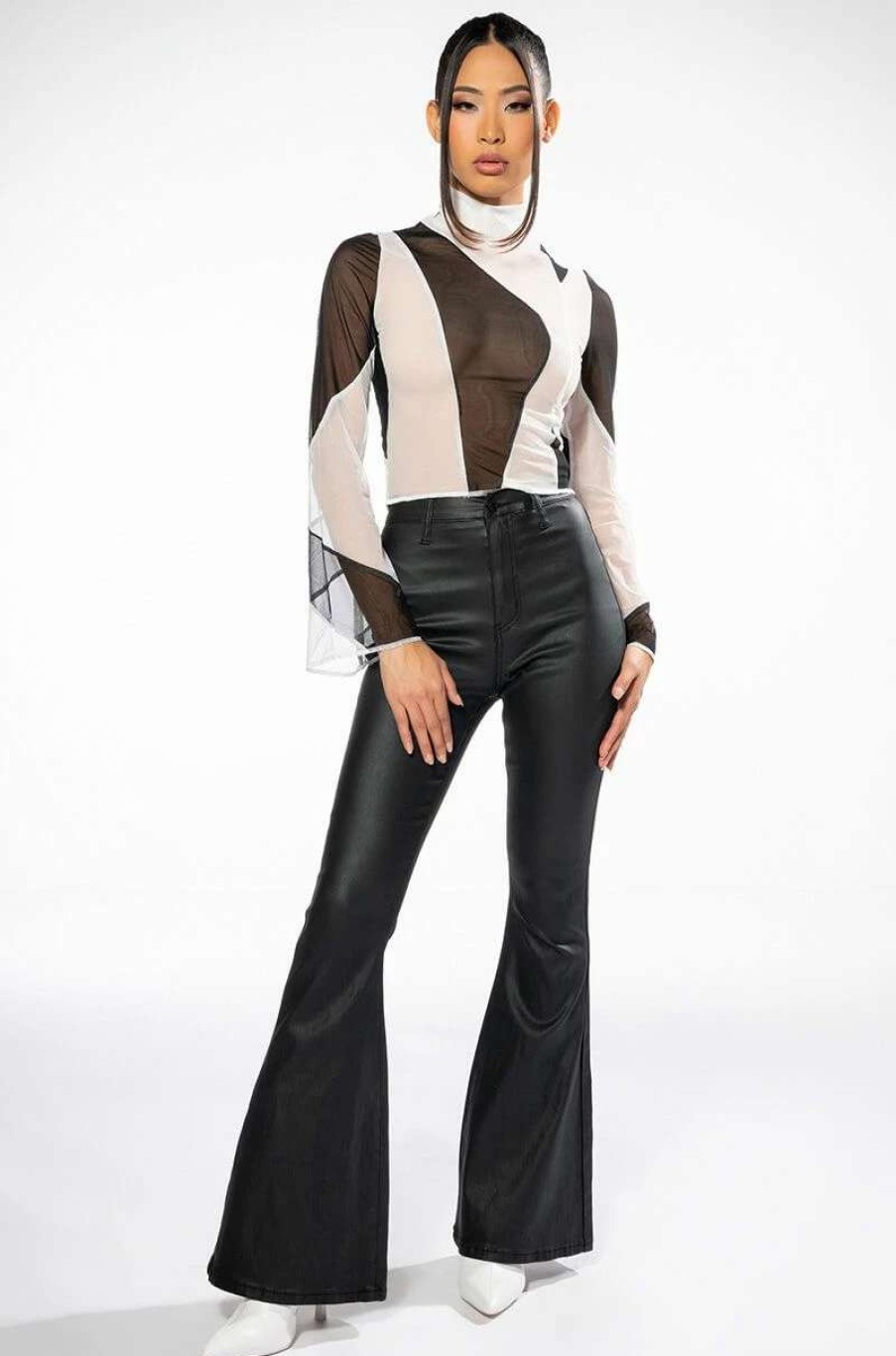 Pants * | **Tall** On Duty Vegan Leather High Rise Flare Pants Black