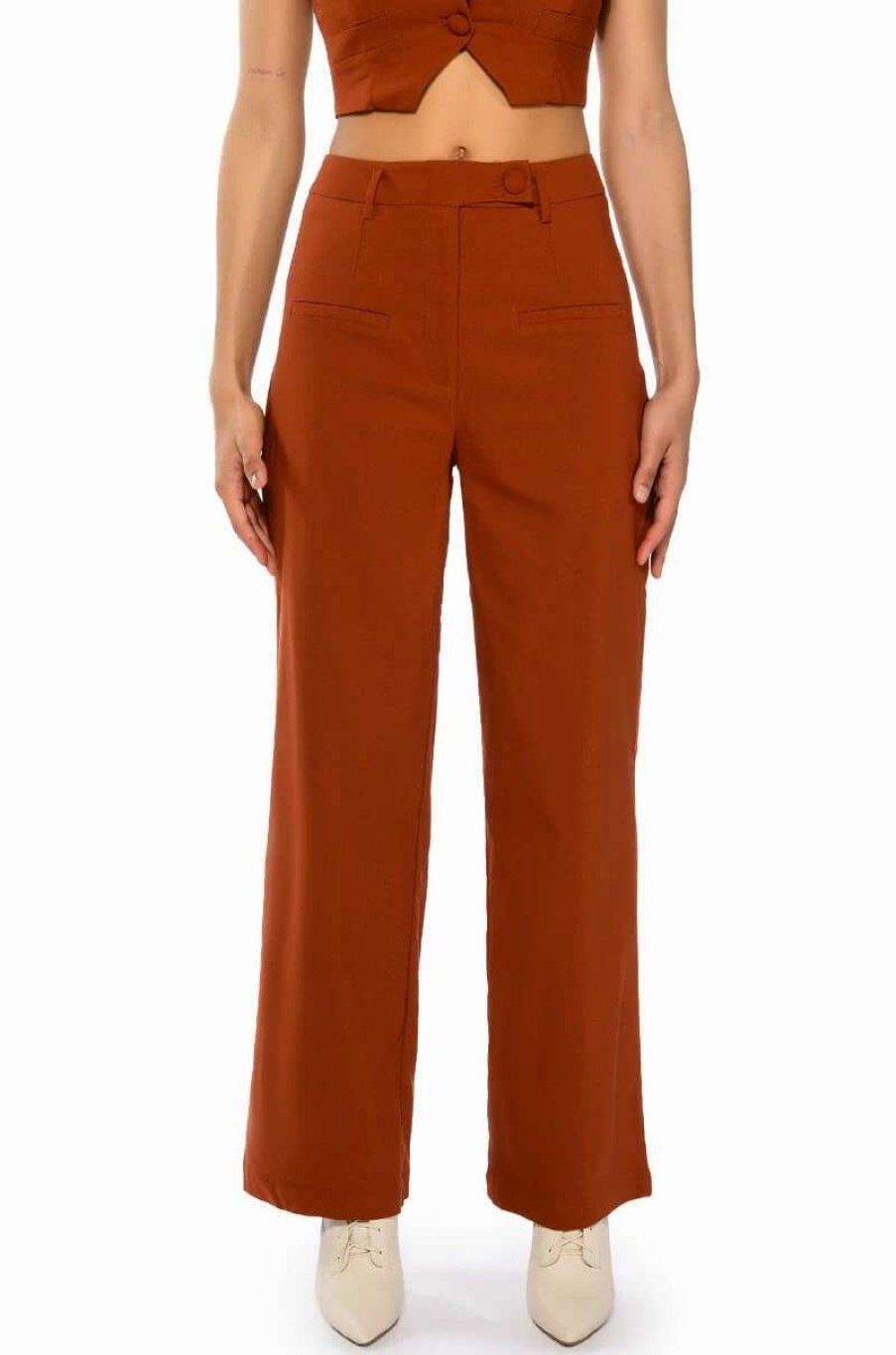 Pants * | Most Likely To Dream Big High Waisted Pants Rust