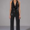 Rompers & Jumpsuits * | Do Better Metallic Cowl Neck Jumpsuit Black