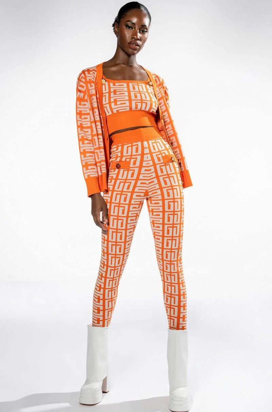 Two Piece Sets * | Ali Sweater Legging Orange Multi