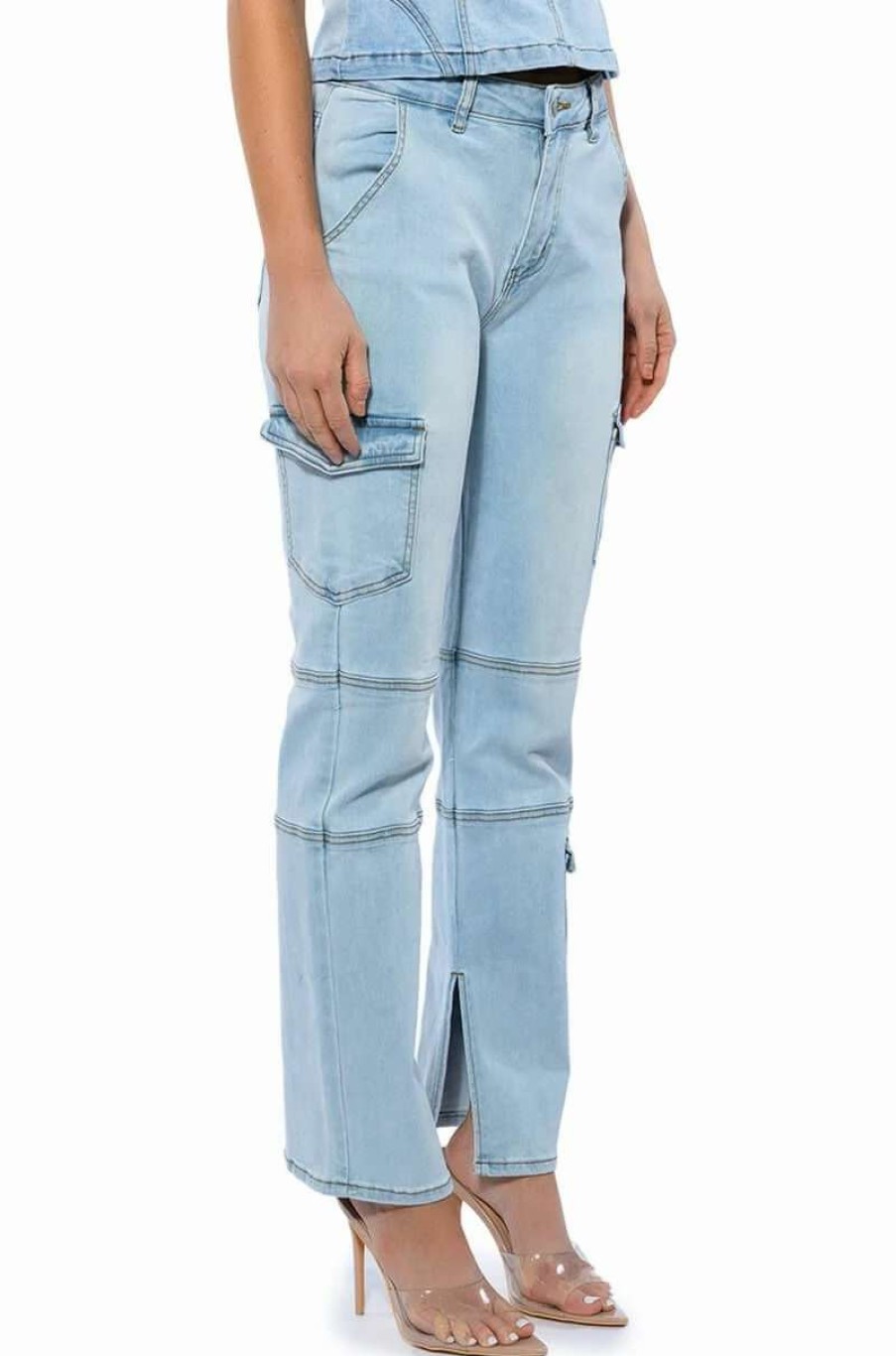 Denim * | Not Your Average Girl Denim Pants Light Blue