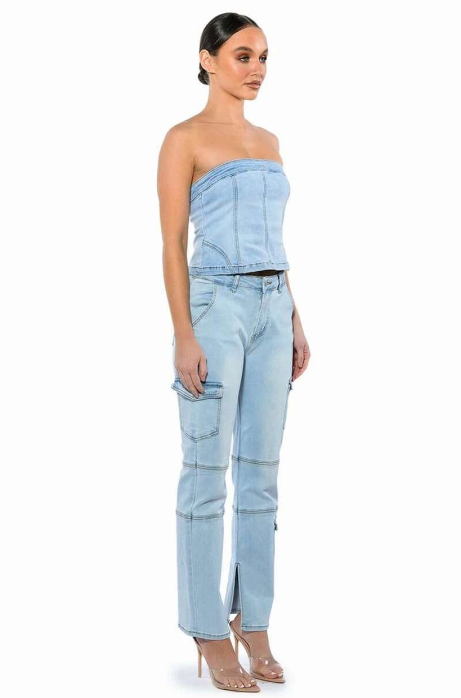 Denim * | Not Your Average Girl Denim Pants Light Blue