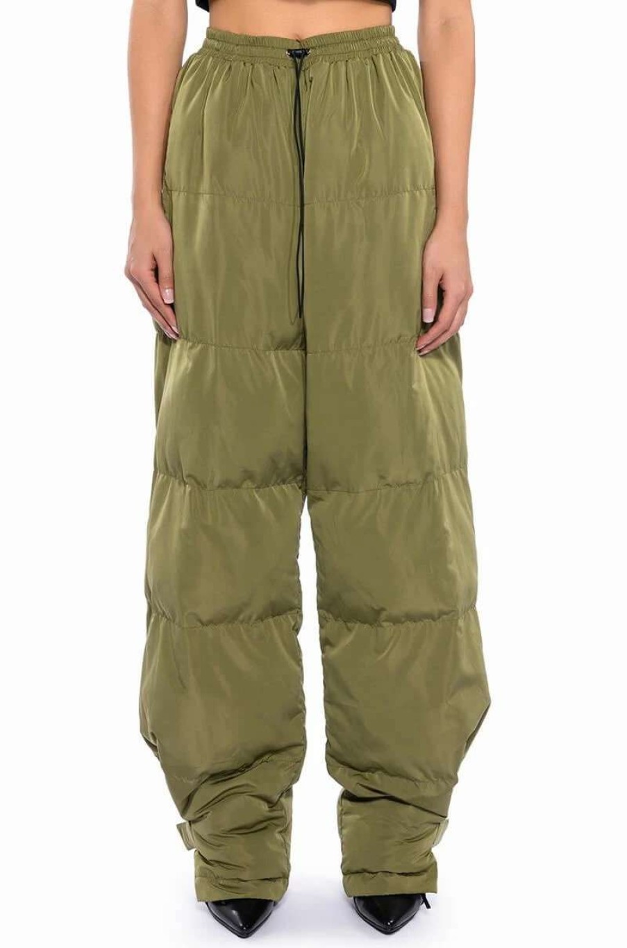 Pants * | Lorena Wide Leg Puffer Pant Olive