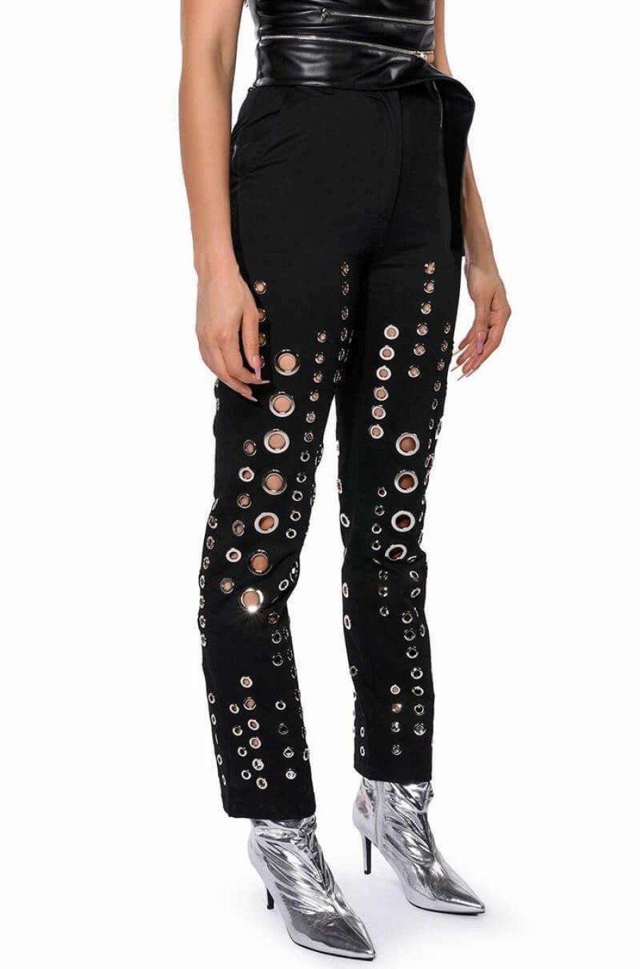 Pants * | Too Much For You Hardware Detailed Pants Black