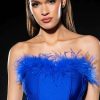 Two Piece Sets * | The Moment Feather Detail Corset In Blue Royal Blue