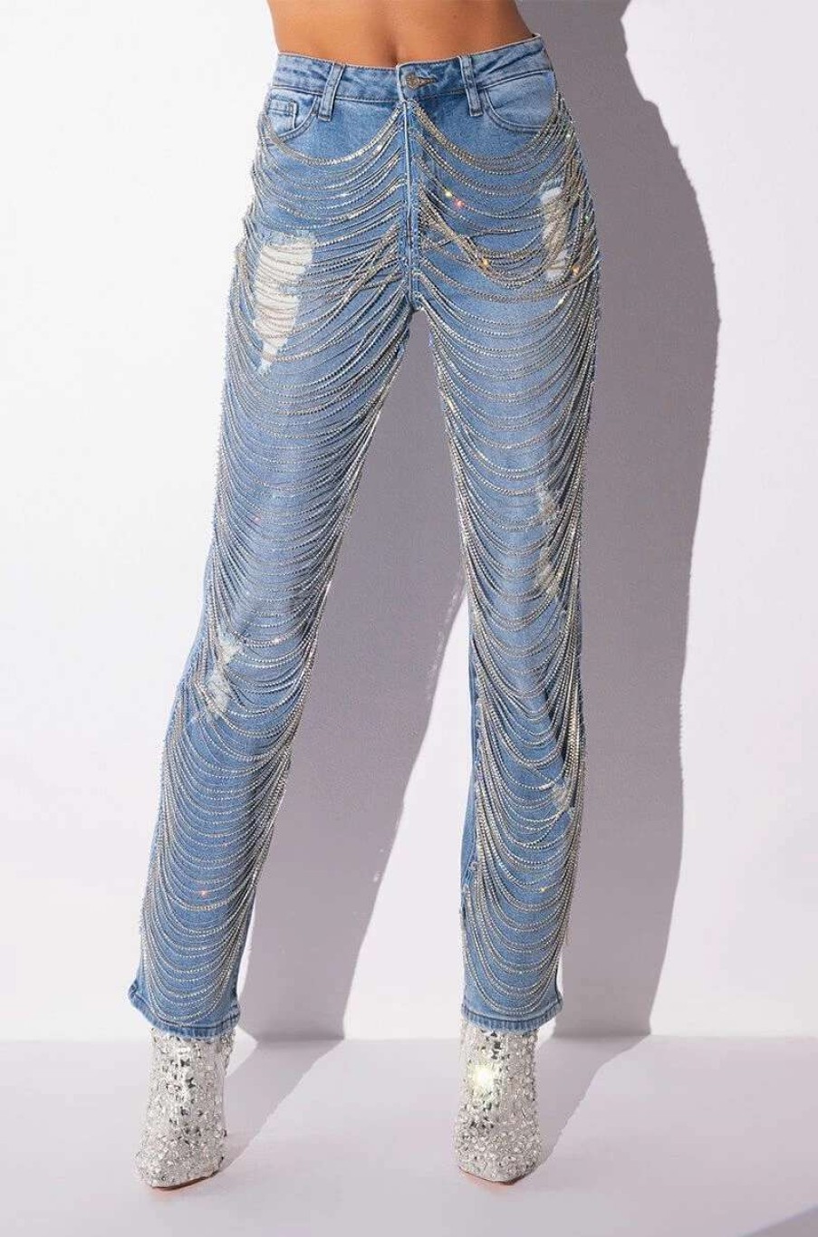 Denim * | Diamonds Are Forever Straight Fit Jeans Light Blue