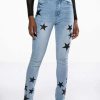 Denim * | Shining Star Patch Detail High Rise Skinny Jean Light Blue