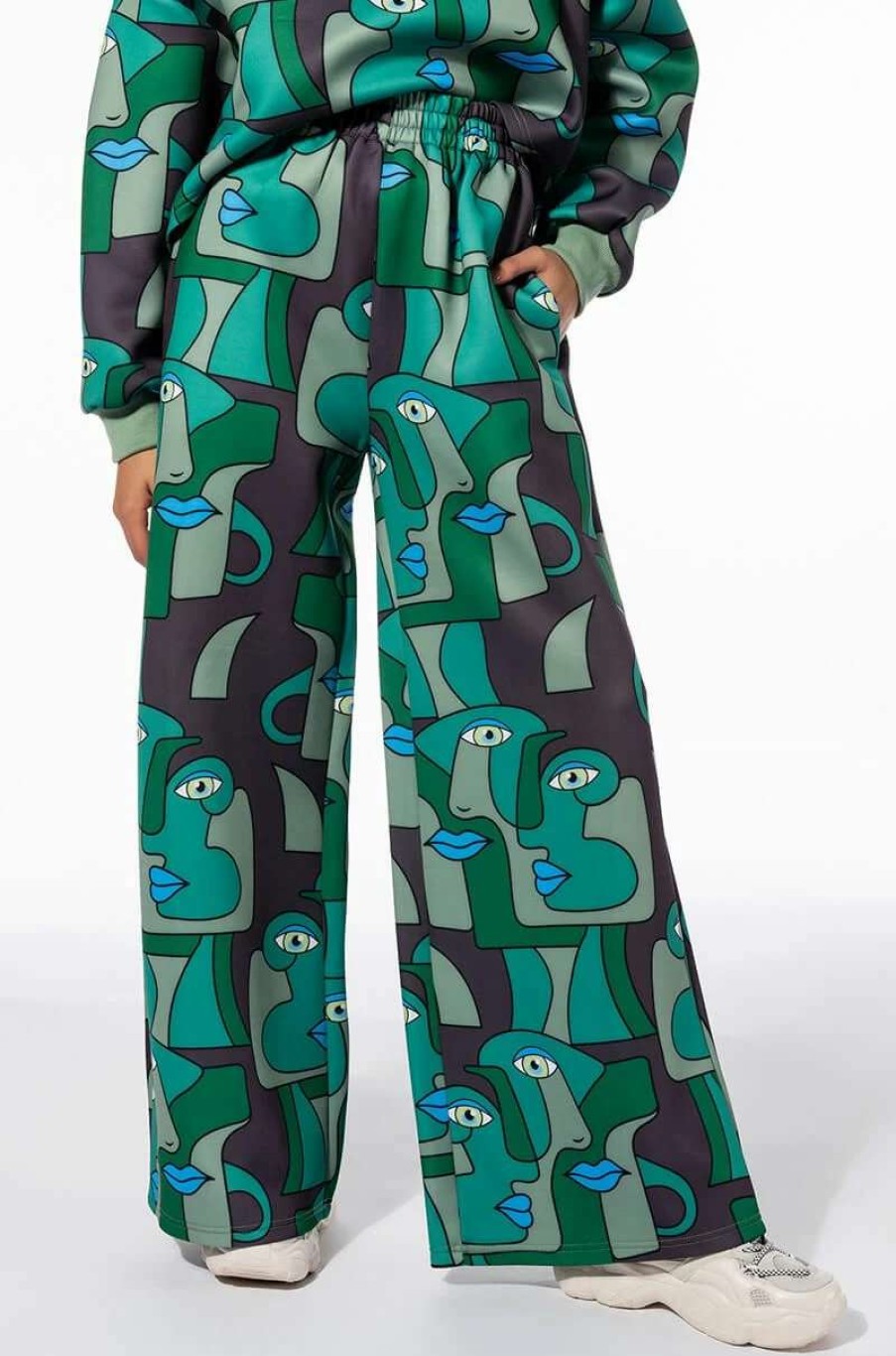 Two Piece Sets * | Medusa Wide Leg Scuba Sweatpants Green Multi