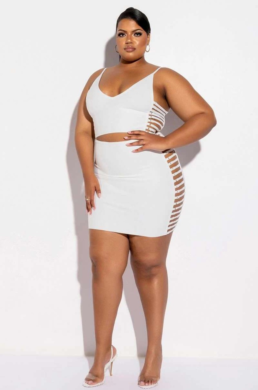 Two Piece Sets * | Misbehaved Bandage Cutout Mini Skirt White