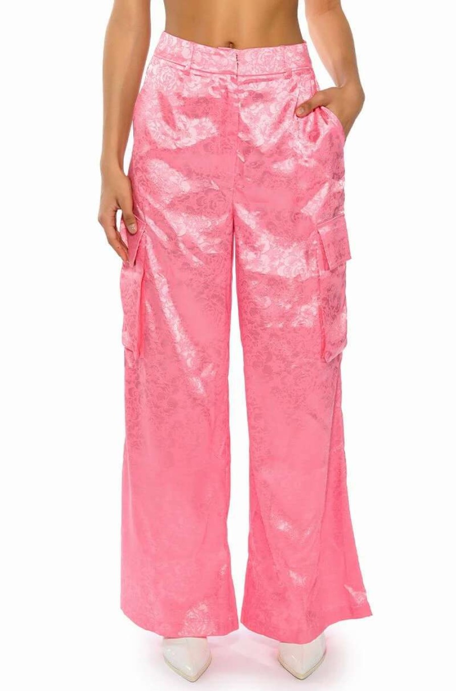 Pants * | Daydream Satin Floral Trouser Pink