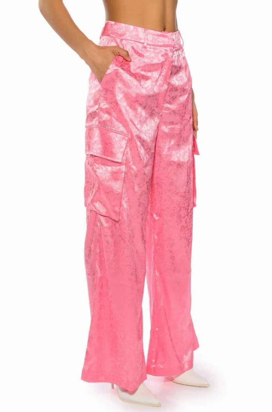 Pants * | Daydream Satin Floral Trouser Pink