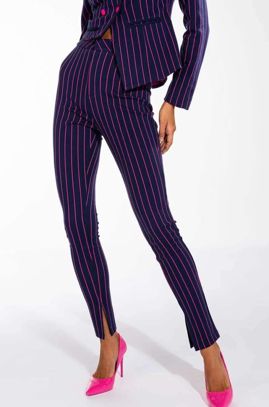 Two Piece Sets * | Sweet Like Sugar Pinstripe Skinny Pant Blue Multi