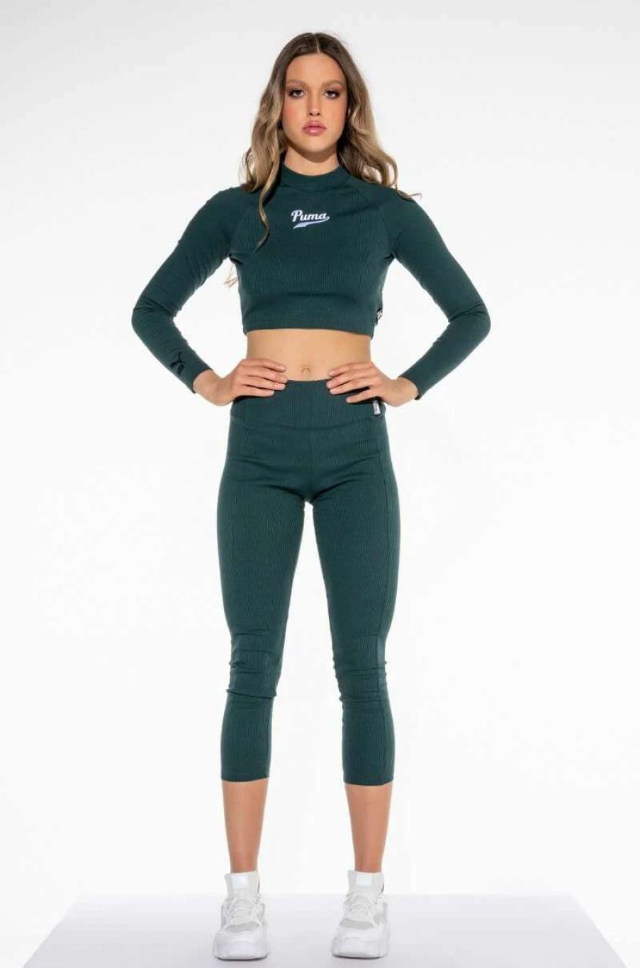 Two Piece Sets * | Puma Team Ribbed Legging Green