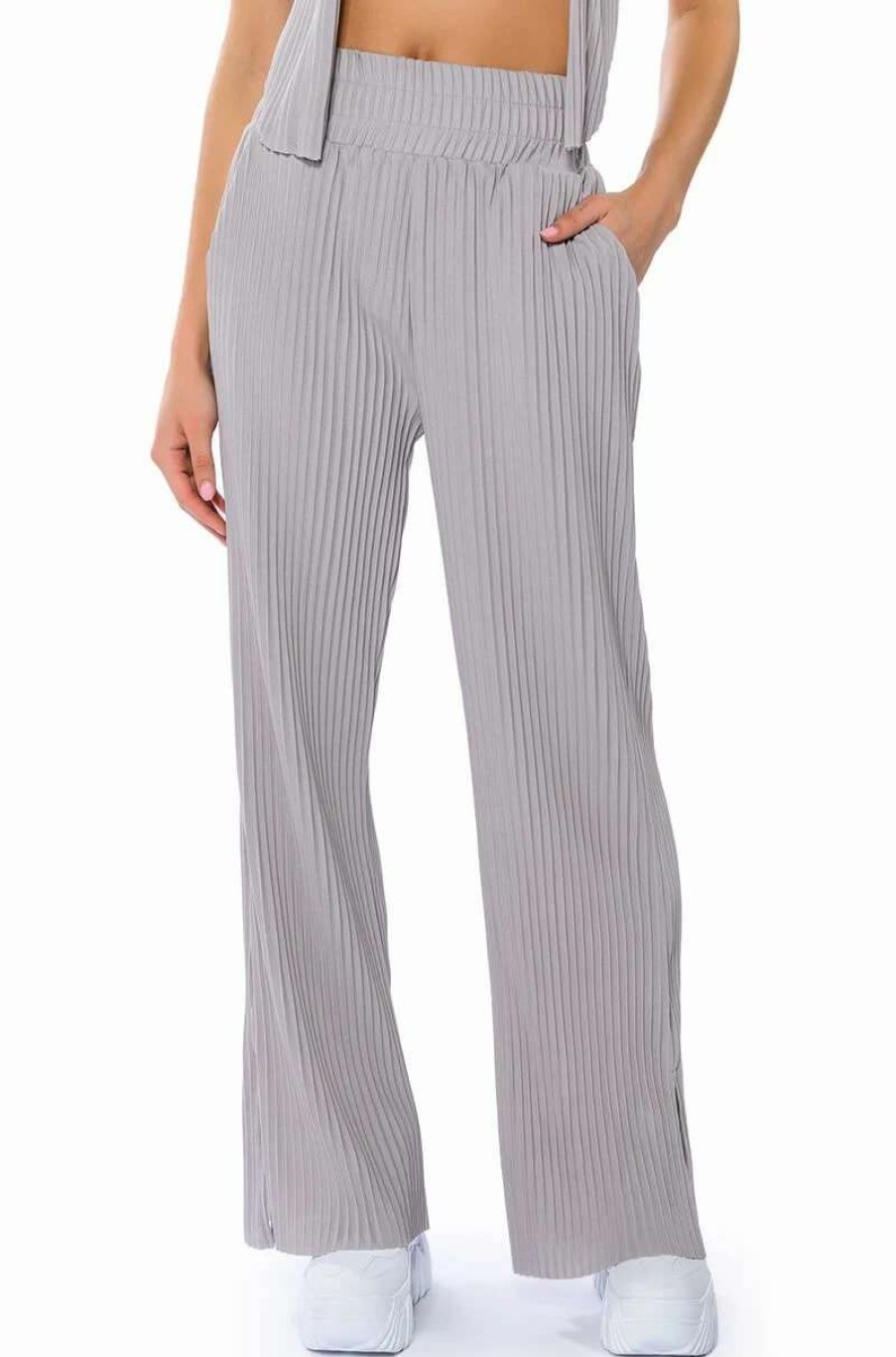 Pants * | Lucy High Rise Wide Leg Pant Grey