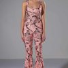 Rompers & Jumpsuits * | Bring The Funk Printed Flared Jumpsuit Pink Multi