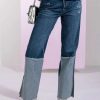 Denim * | On The Road Again High Rise Straight Leg Patchwork Jeans Medium Blue Denim