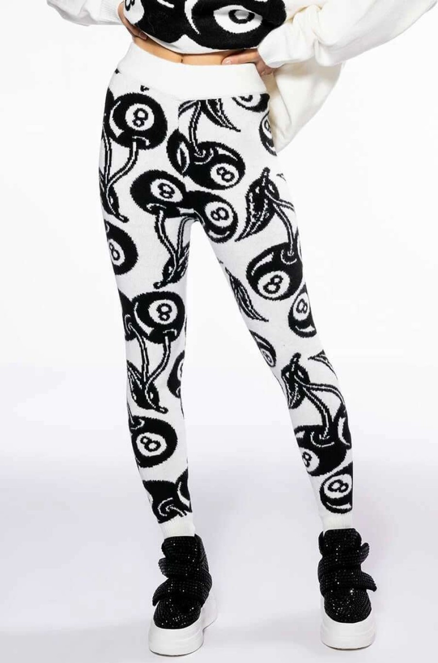 Two Piece Sets * | Sweet Luck Sweater Legging White Black