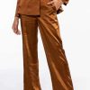 Two Piece Sets * | Stay Radiant Satin Trouser Brown