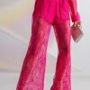 Pants * | Chic Life All Over Lace High Waist Wide Leg Trouser Pink