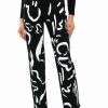 Denim * | Abstract Painted High Waisted Wide Leg Jean Black