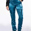 Pants * | Mission Impossible Satin Cargo Jogger Pants Navy